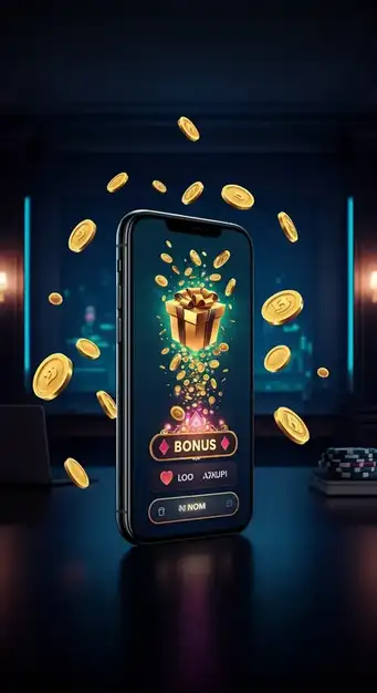 Jeetcity Casino's vibrant welcome bonus banner showcasing a golden coin stack and free spins on a dark, sleek background, inviting players to claim their rewards.